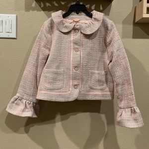NWOT janie and jack kids girls holiday tweed pink coat jacket